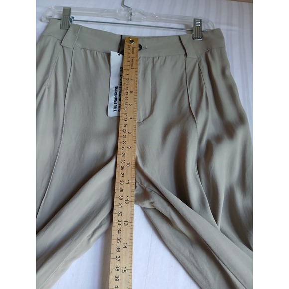 Zara Pants Small Francoise Pintuck Pleated Straight Crepe Trouser Preppy New - Picture 7 of 16